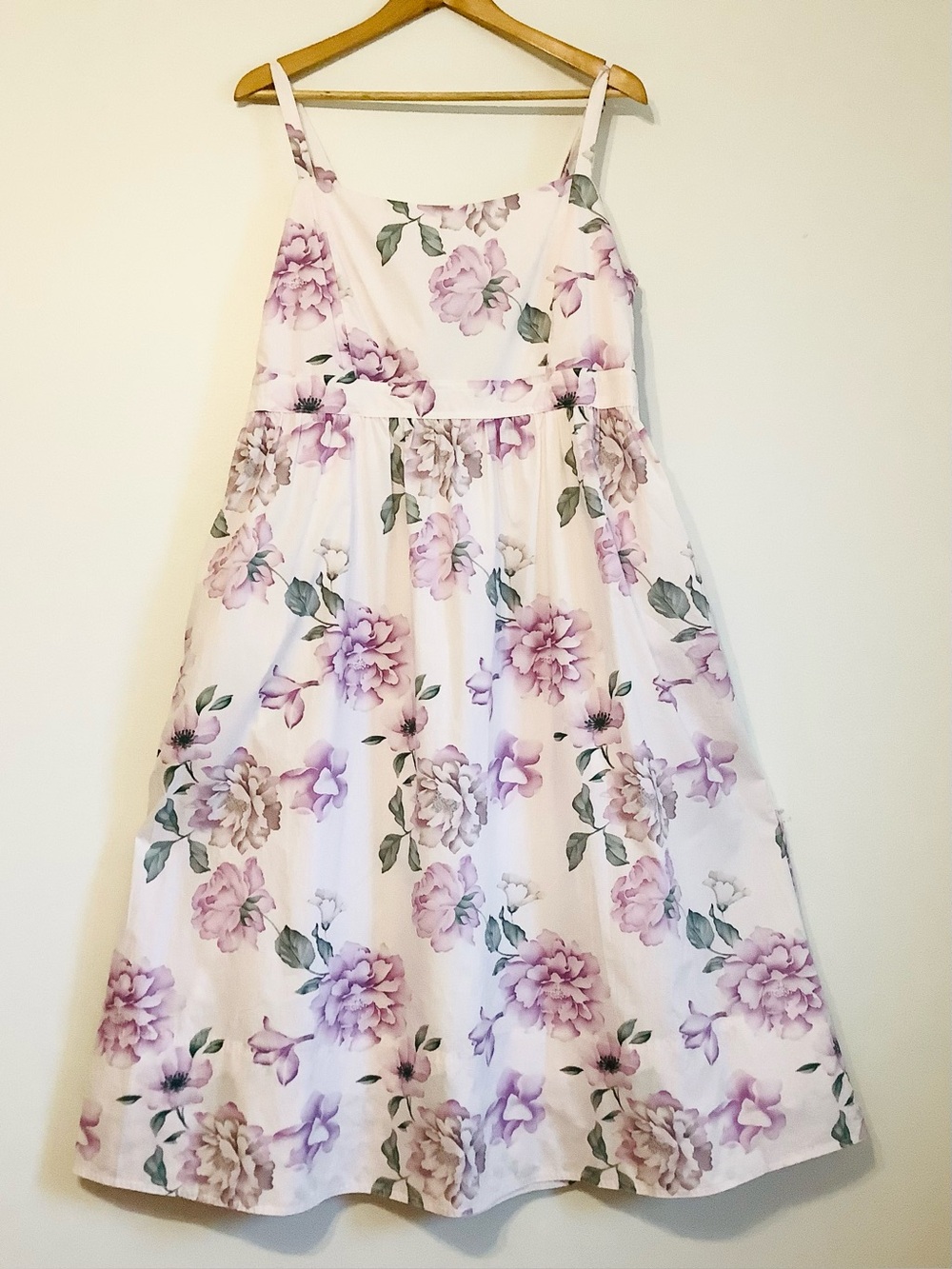 Well Worn White Maxi Dress with Lavender Floral Print